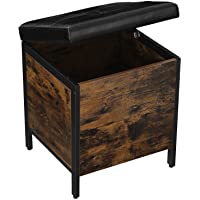 VASAGLE Banco con Almacenamiento- Taburete para almacenaje- Pasillo- Dormitorio- Sala de Estar- Marco de Acero- Montaje…